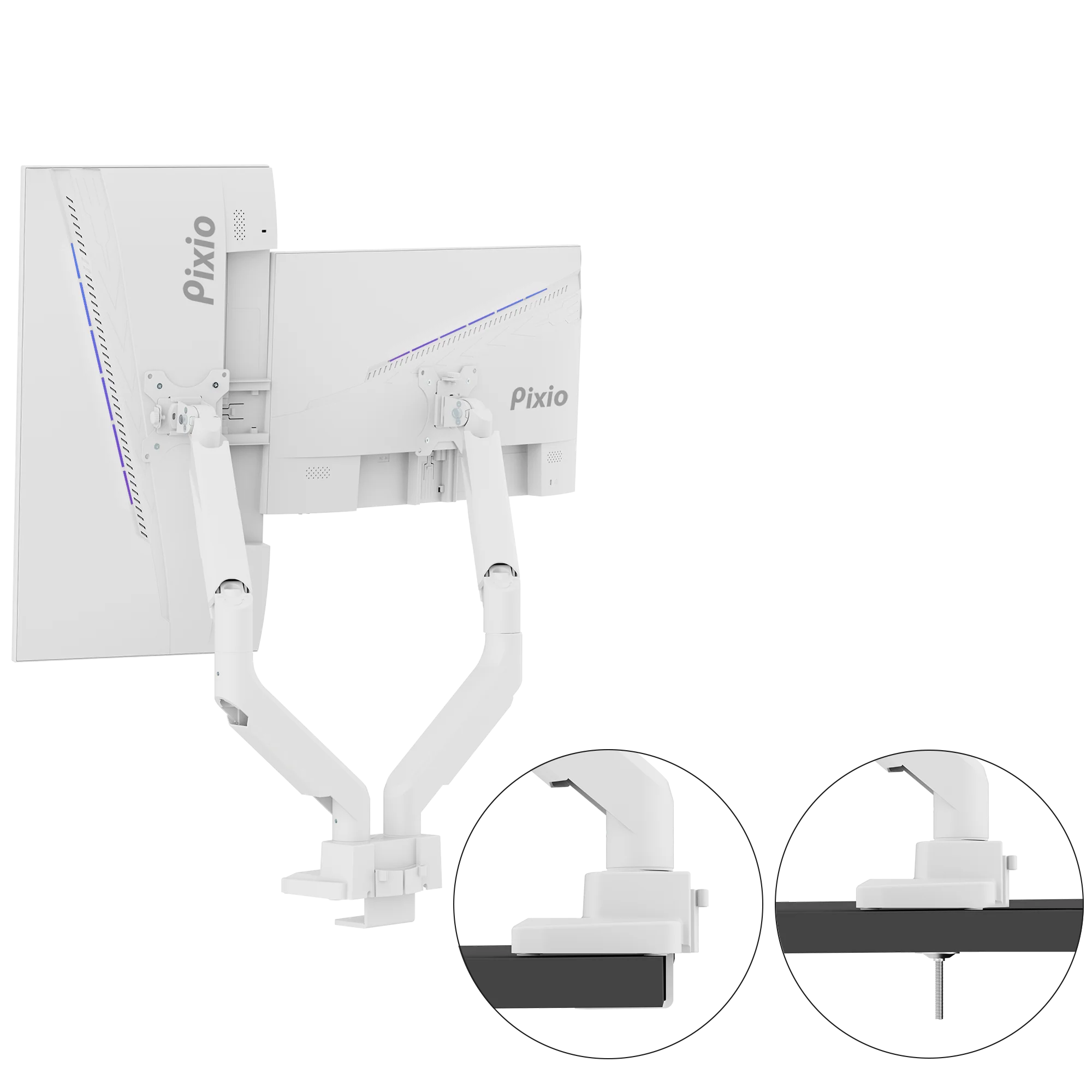 PS2D White Dual Monitor Arm Mount - Certified Refurbished - Image 10
